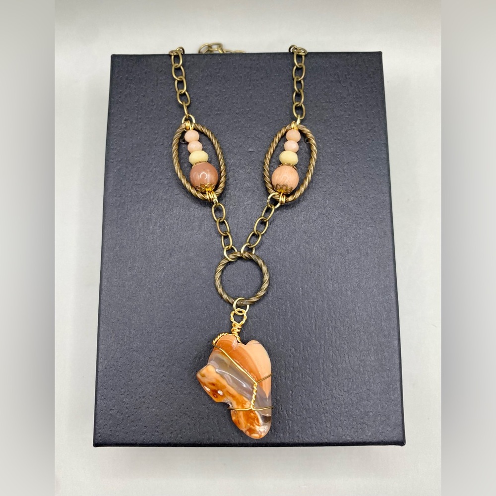 🧡Banded Carnelian Agate Necklace